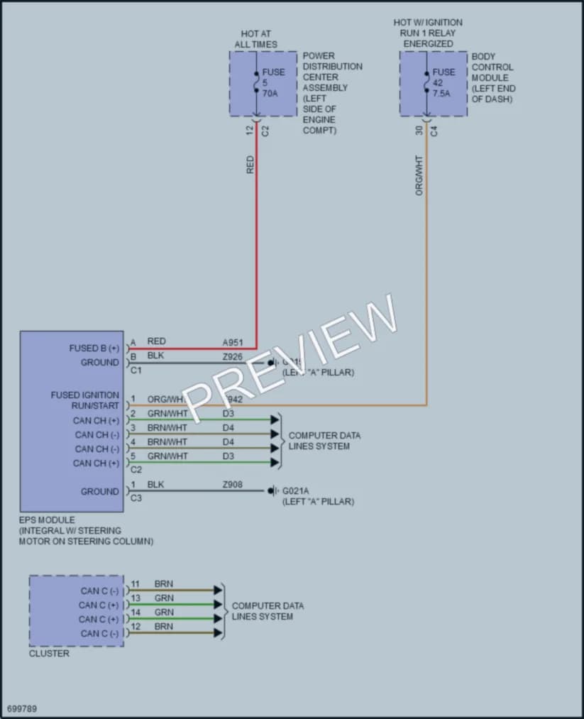 2020 Fiat 500X Electronic Power Steering wiring diagram preview