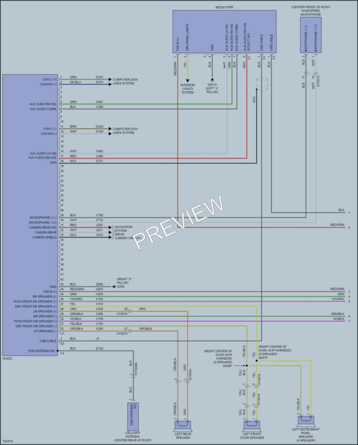 2020 Fiat 500X Radio wiring diagram preview