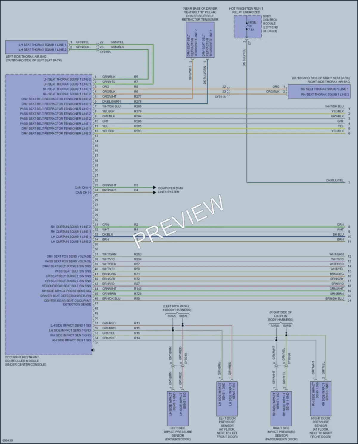 2020 Fiat 500X Supplemental Restraints wiring diagram preview