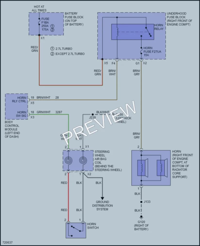 2020 GMC 1500Sierra Horn wiring diagram preview