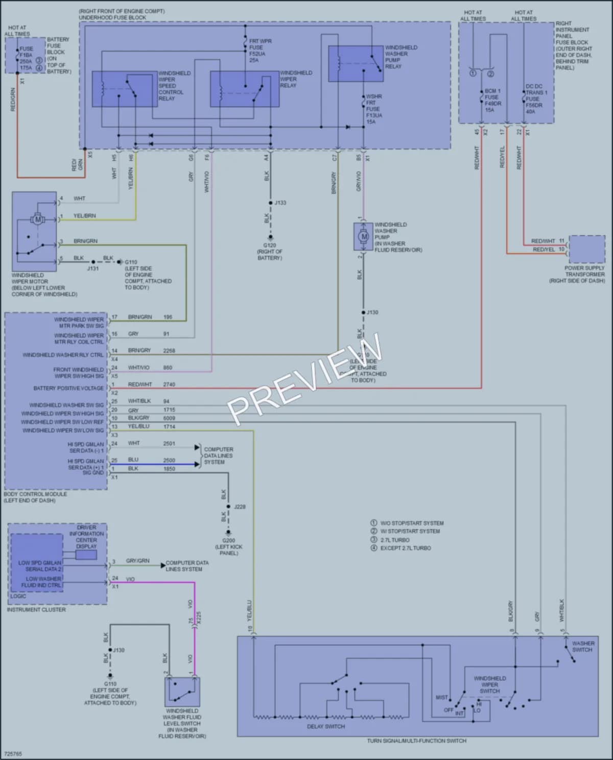 2020 GMC 1500Sierra Wiper Washer wiring diagram preview