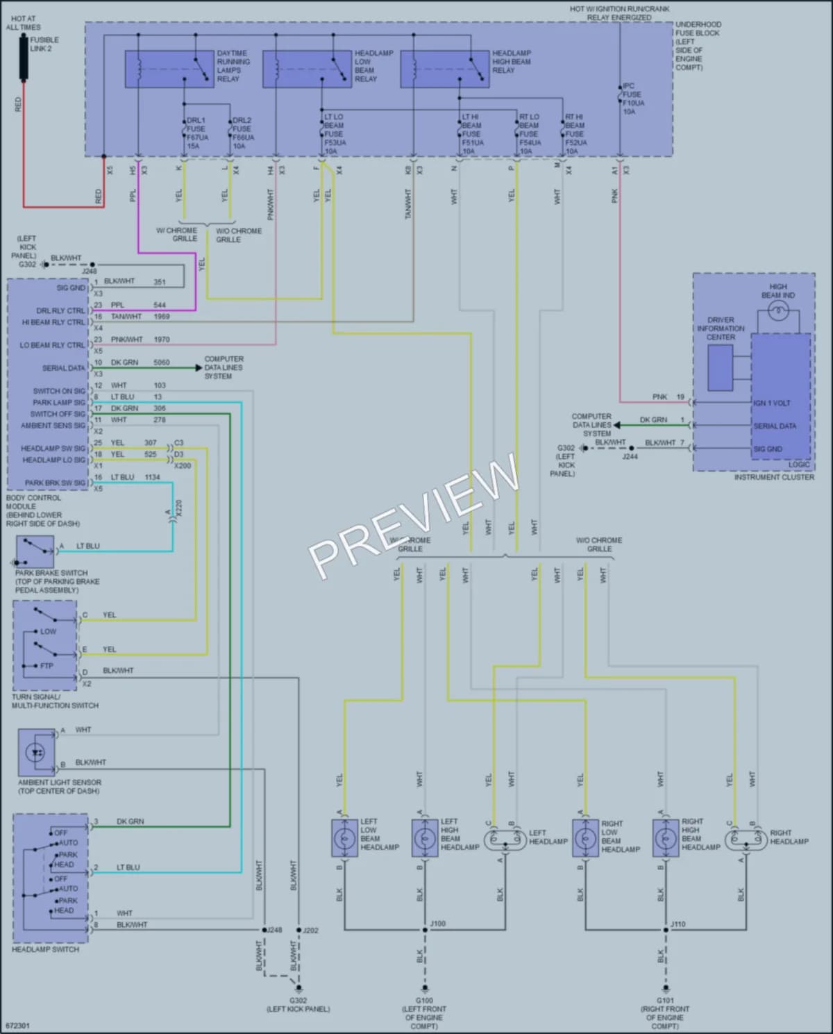 2020 GMC 2500Savana Headlights wiring diagram preview