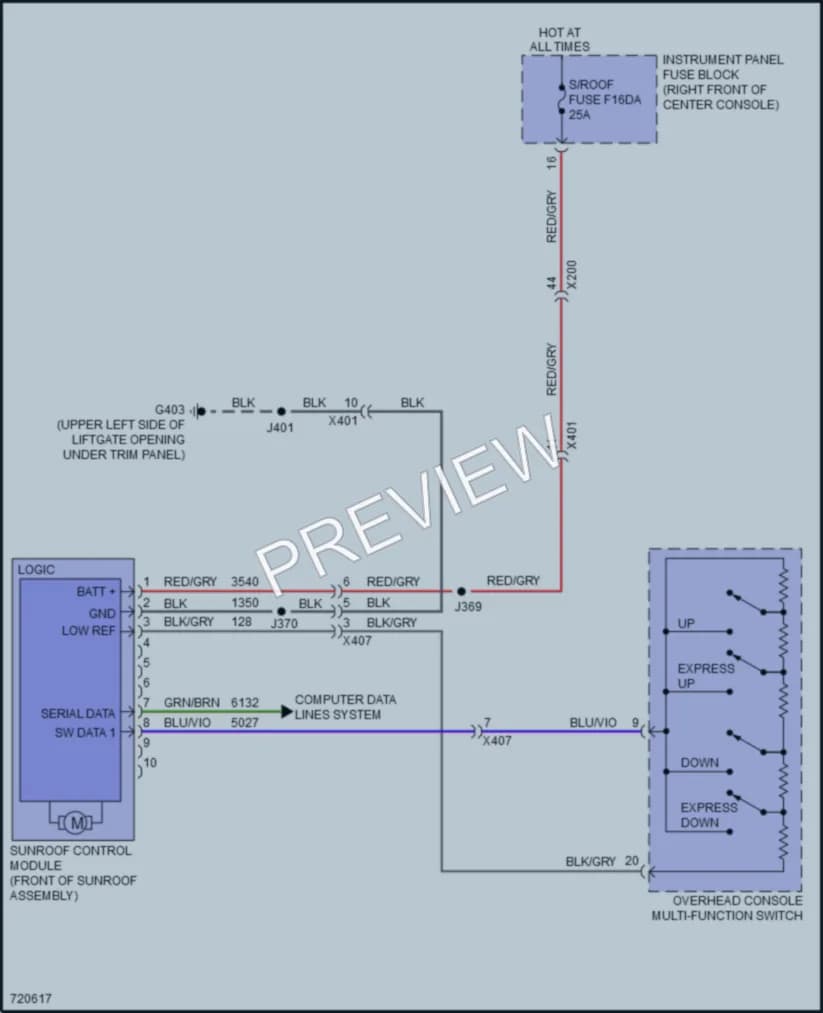 2020 GMC Acadia Power Top Sunroof wiring diagram preview