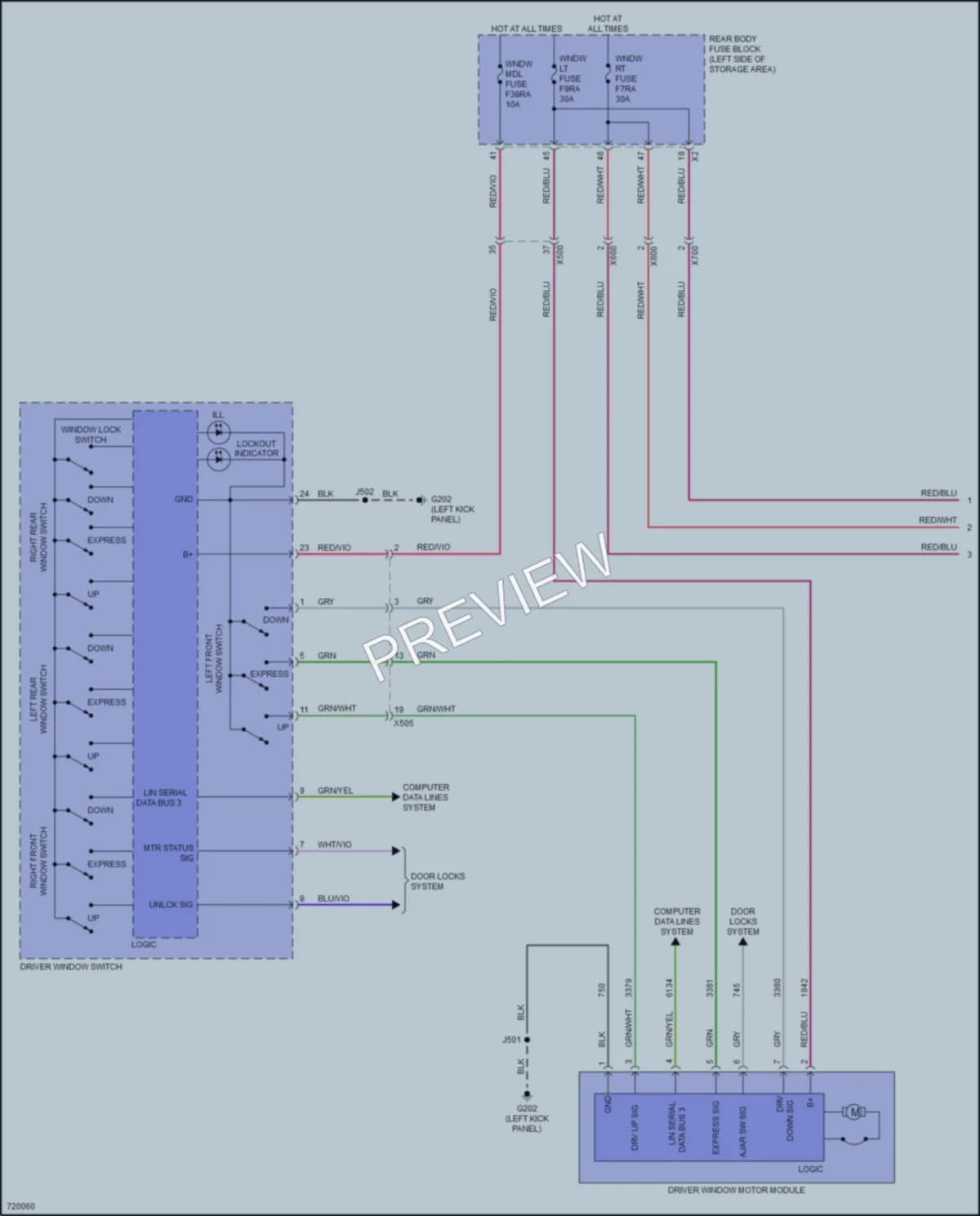 2020 GMC Acadia Power Windows wiring diagram preview