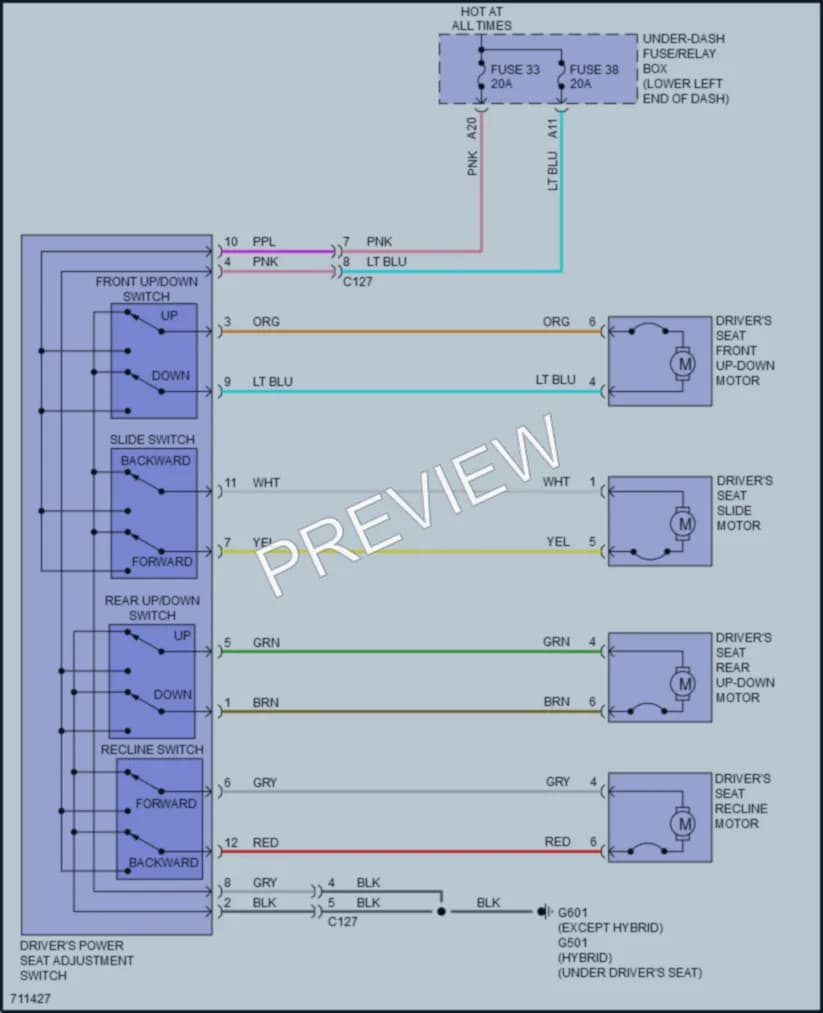 2020 Honda Accord Power Seats wiring diagram preview