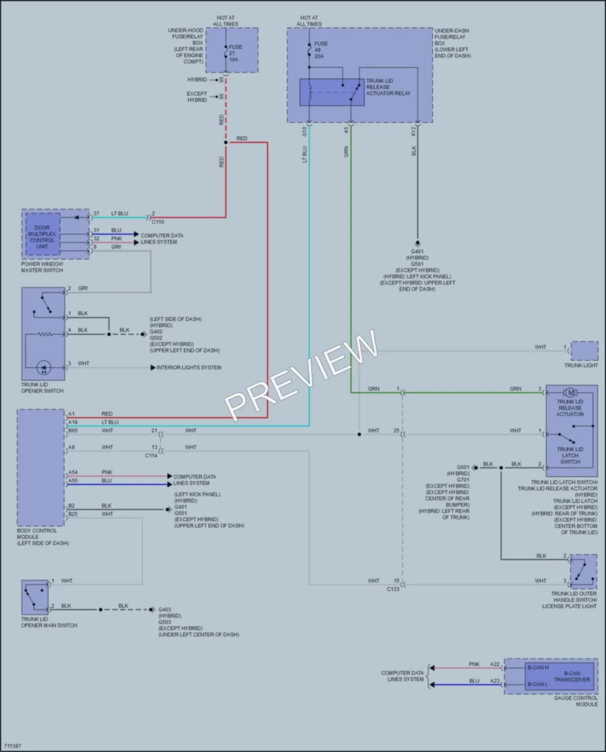 2020 Honda Accord Trunk Tailgate Fuel Door wiring diagram preview