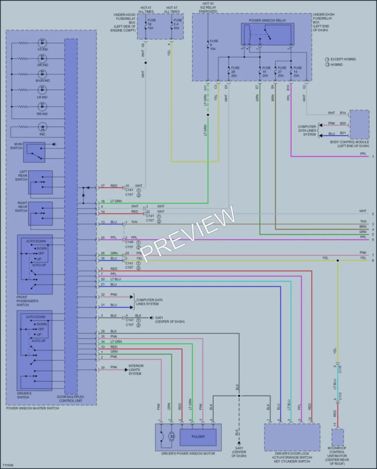 2020 Honda CRVHybrid Power Windows wiring diagram preview