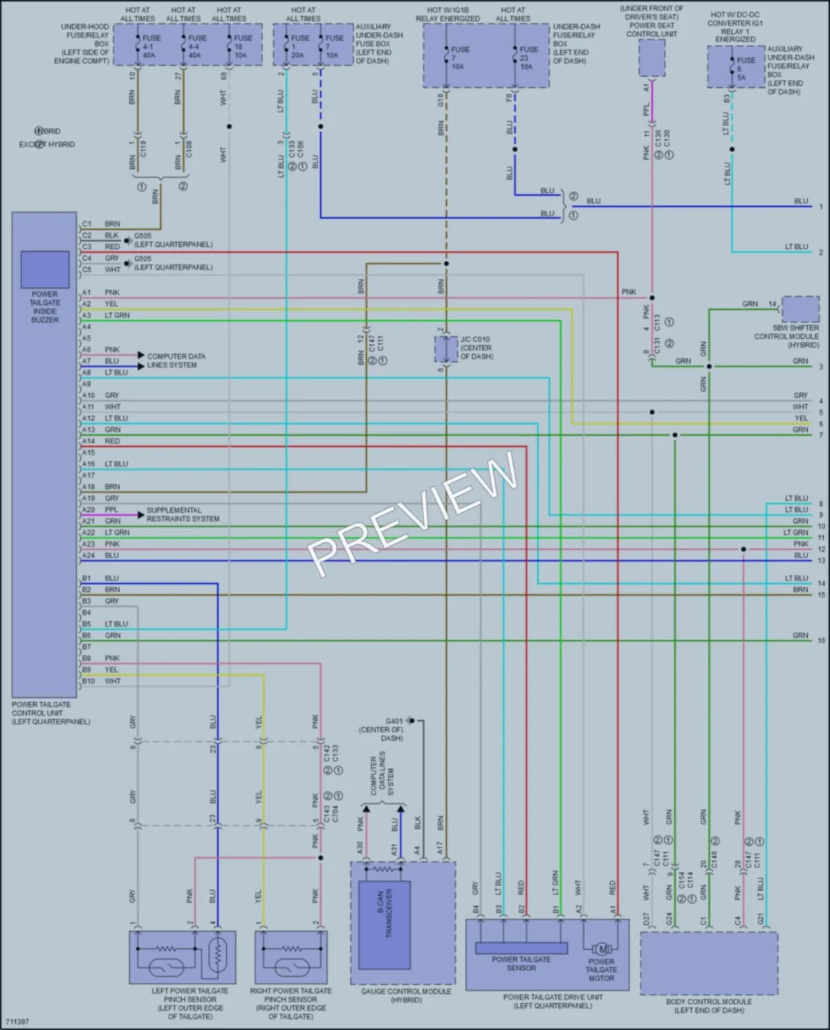 2020 Honda CRVHybrid Trunk Tailgate Fuel Door wiring diagram preview