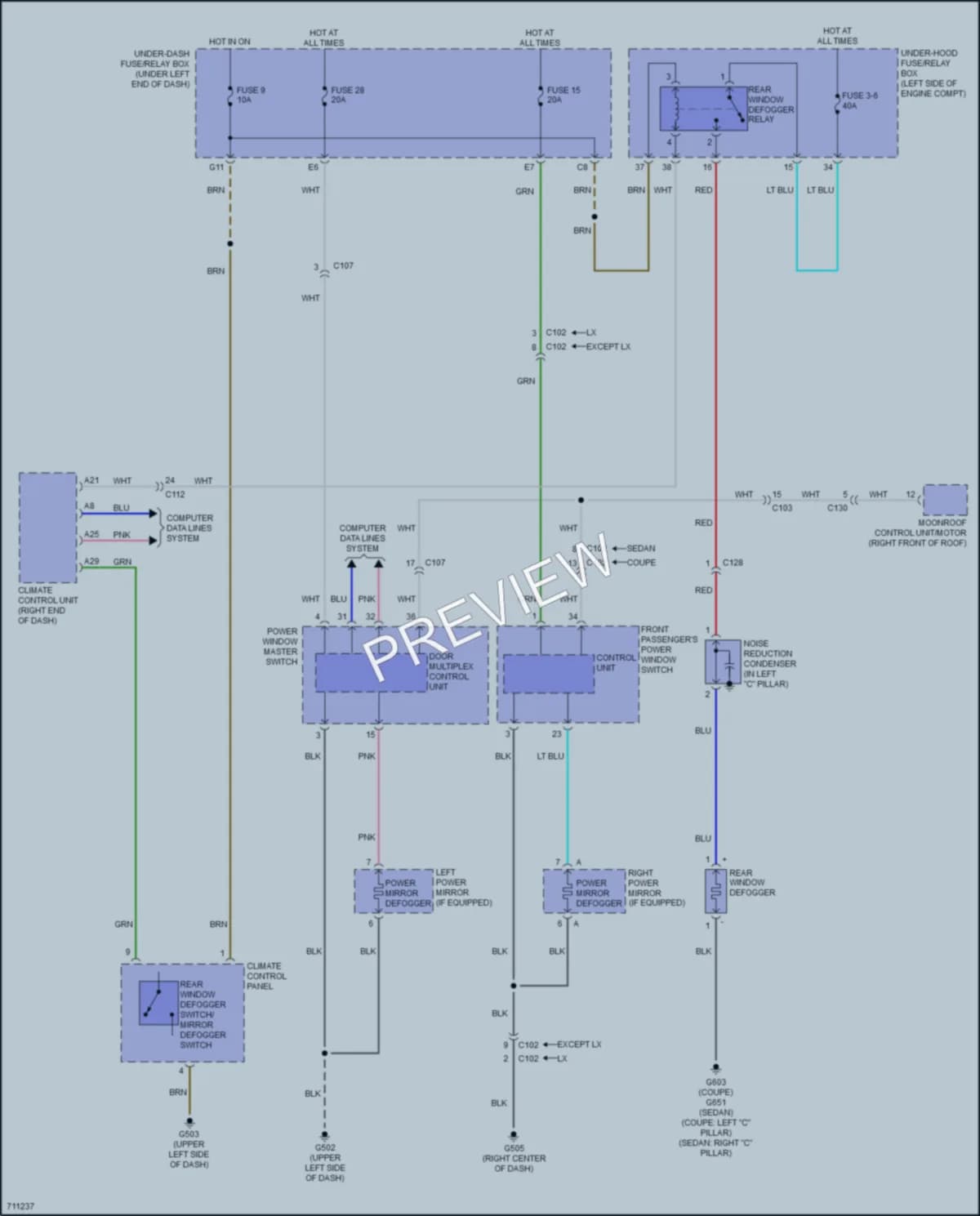 2020 Honda Civic Defoggers wiring diagram preview