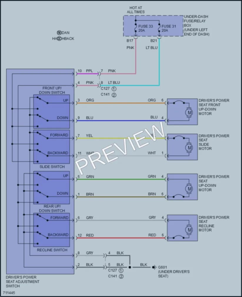 2020 Honda Civic Power Seats wiring diagram preview