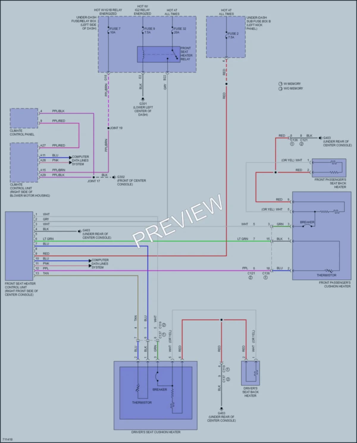 2020 Honda ClarityFuelCell Power Seats wiring diagram preview