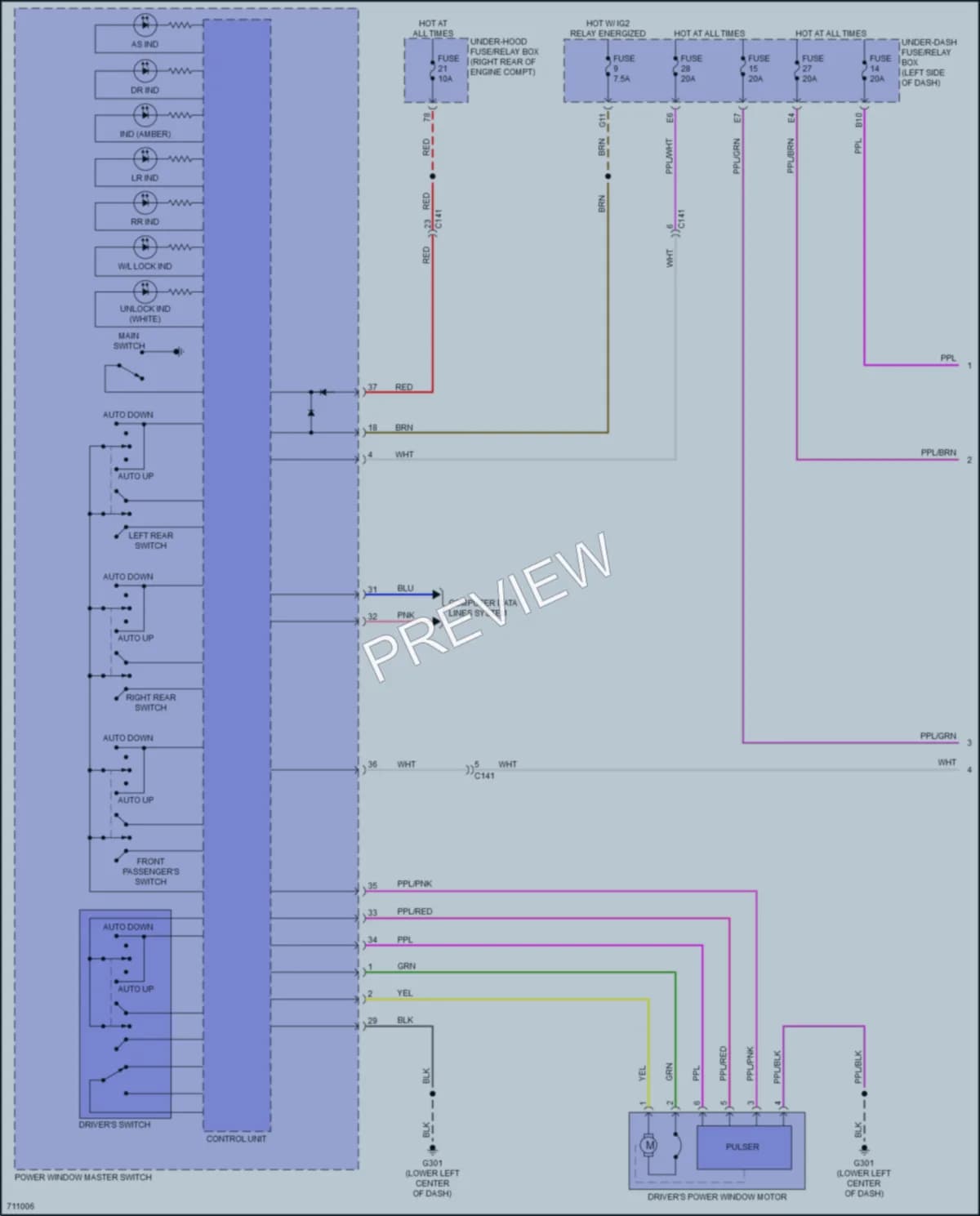 2020 Honda ClarityFuelCell Power Windows wiring diagram preview