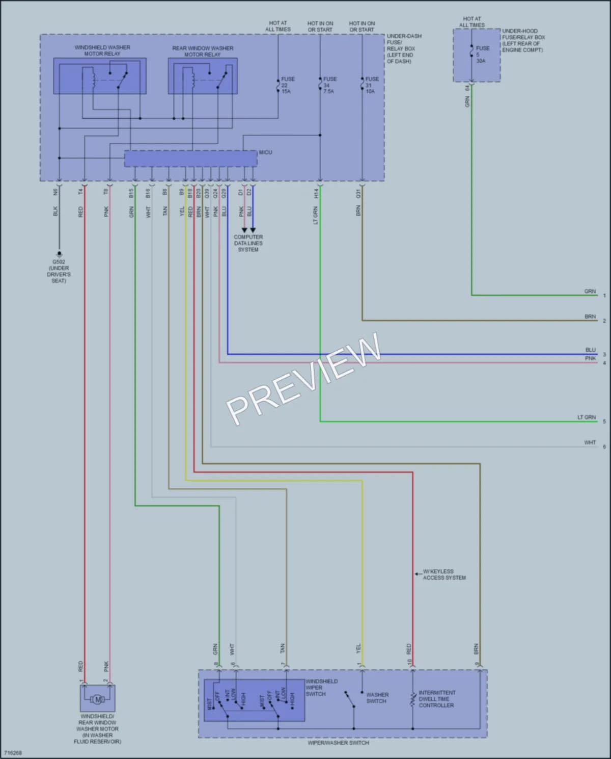 2020 Honda HRV Wiper Washer wiring diagram preview