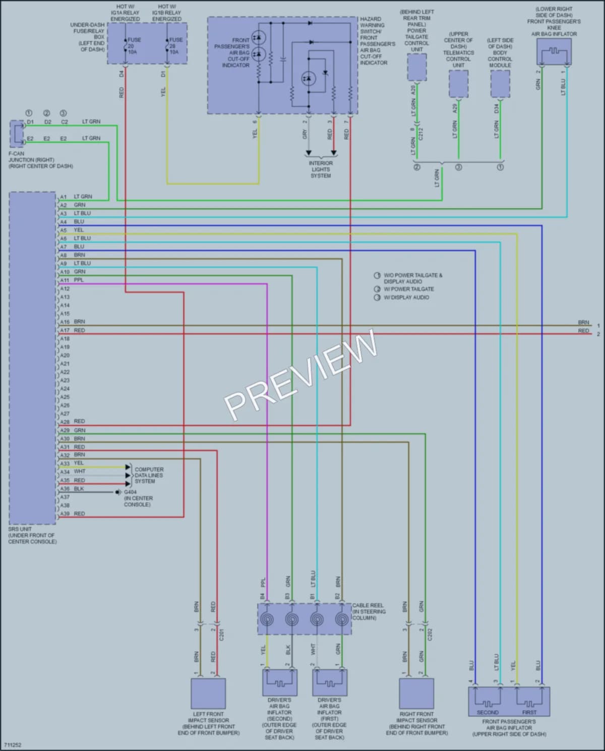 2020 Honda Odyssey Supplemental Restraints wiring diagram preview