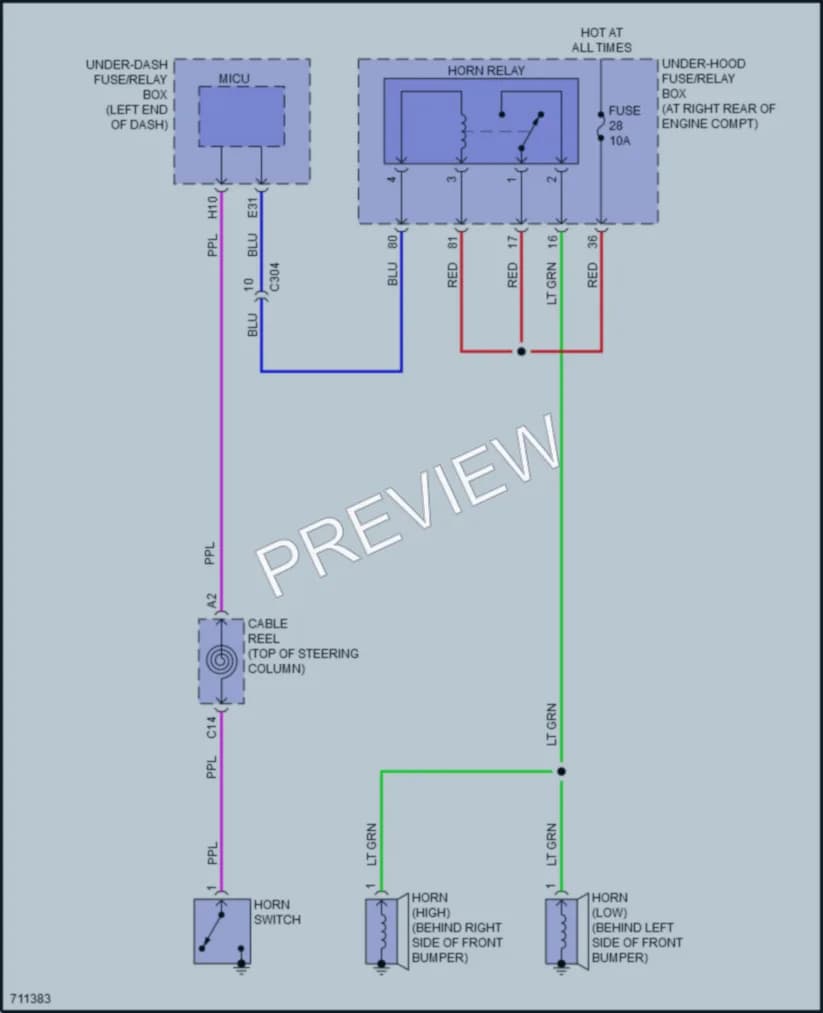 2020 Honda Ridgeline Horn wiring diagram preview