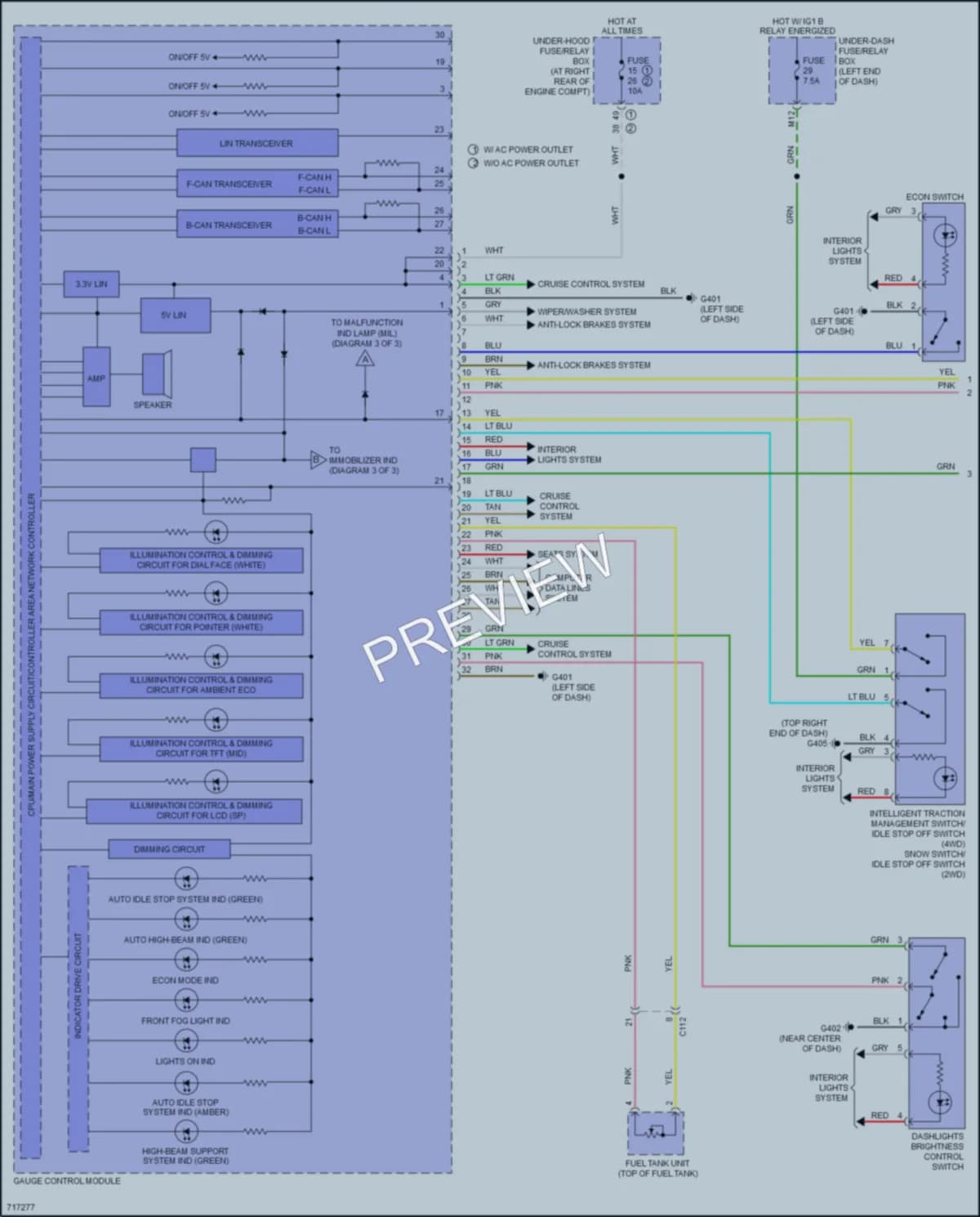 2020 Honda Ridgeline Instrument Cluster wiring diagram preview