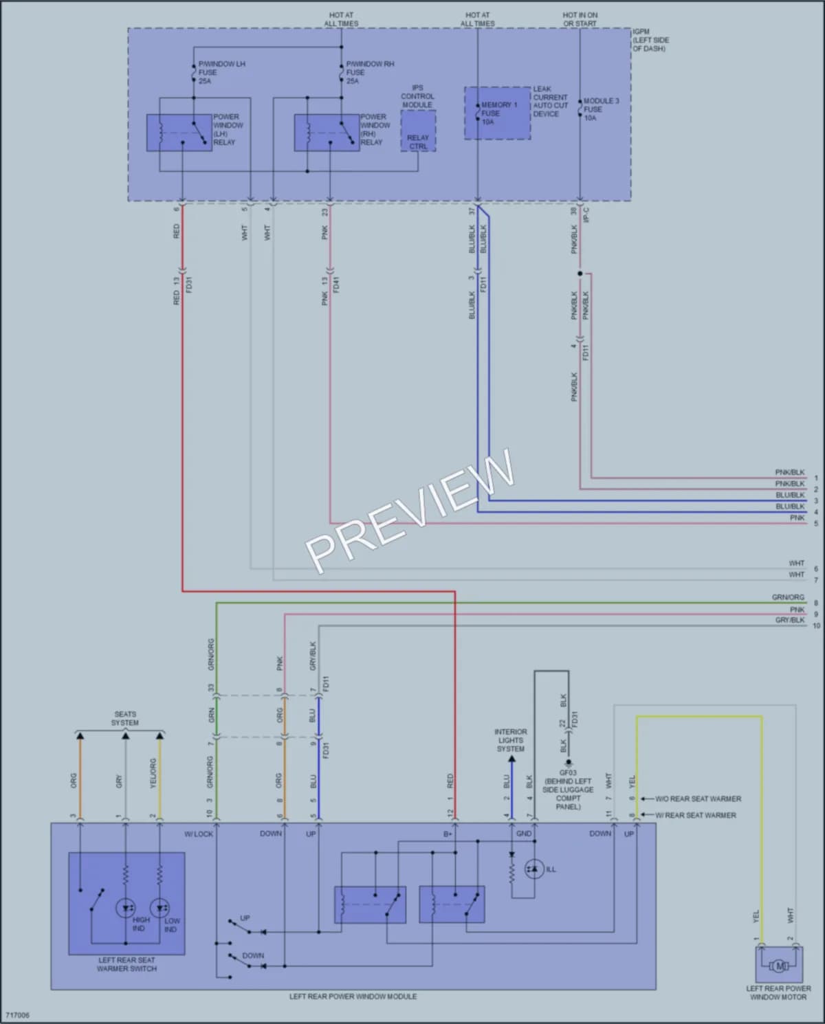 2020 Hyundai IoniqHybrid Power Windows wiring diagram preview