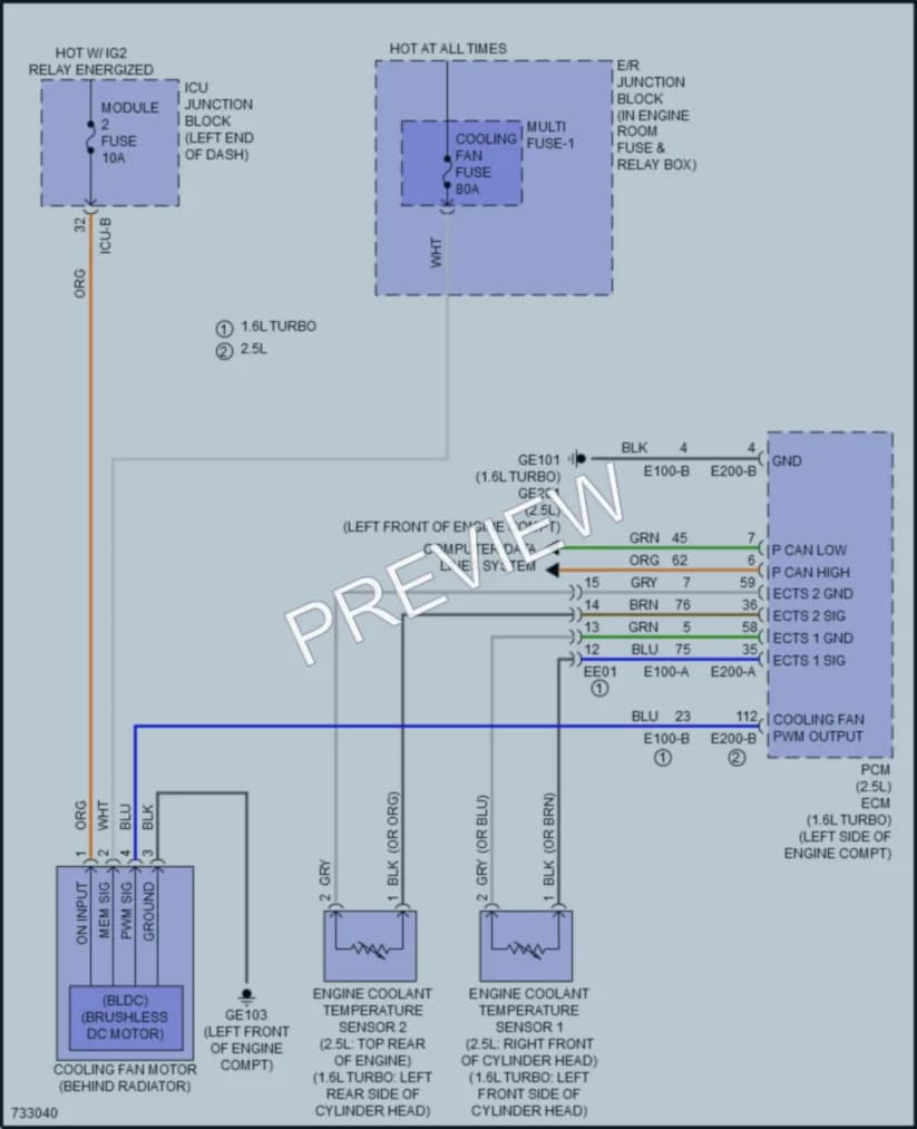 2020 Hyundai SonataHybrid Cooling Fan wiring diagram preview