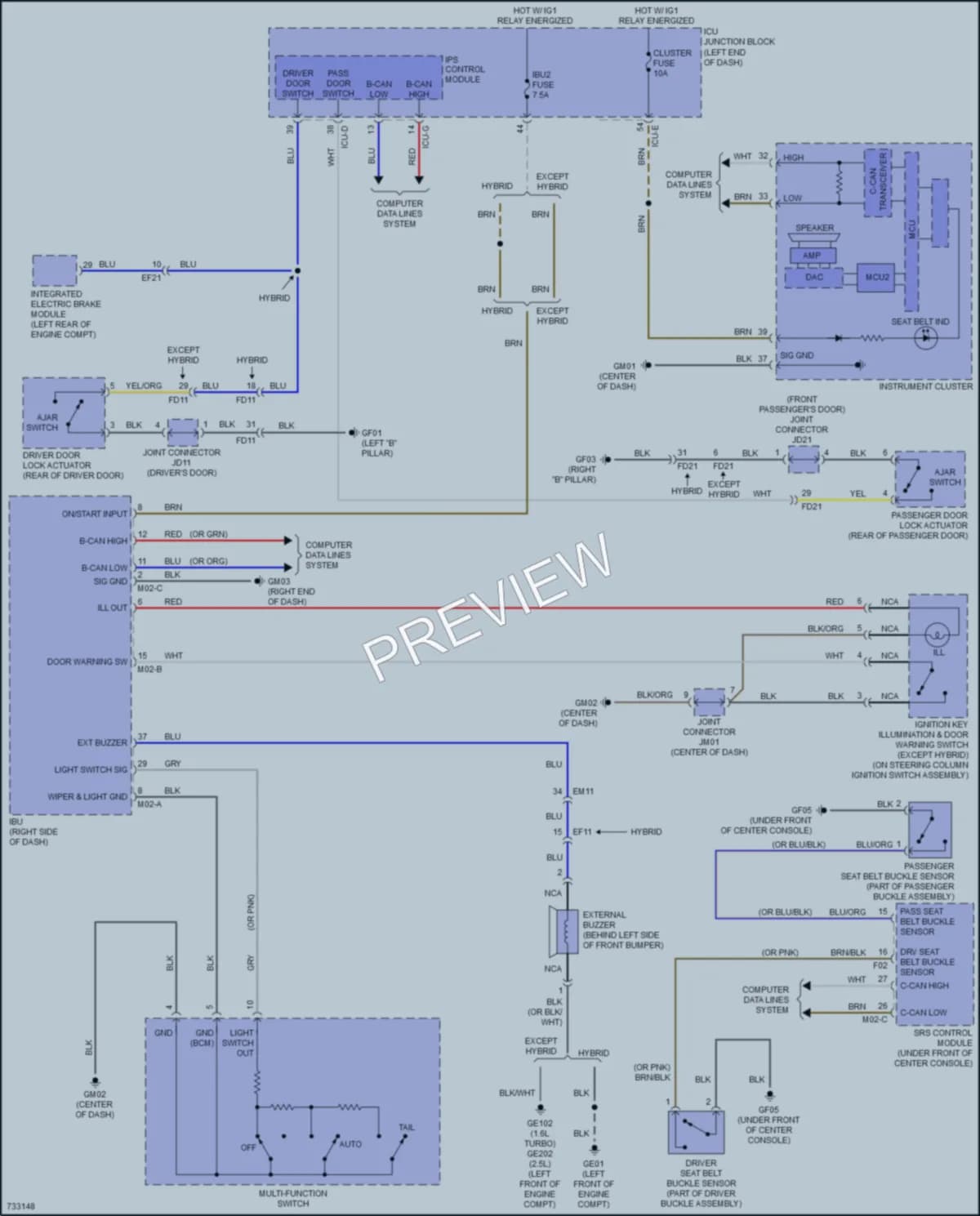 2020 Hyundai SonataHybrid Warning Systems wiring diagram preview