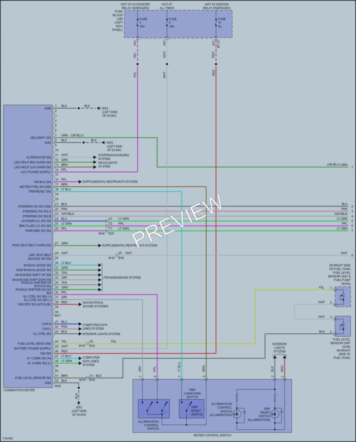 2020 Infiniti Q50 Instrument Cluster wiring diagram preview