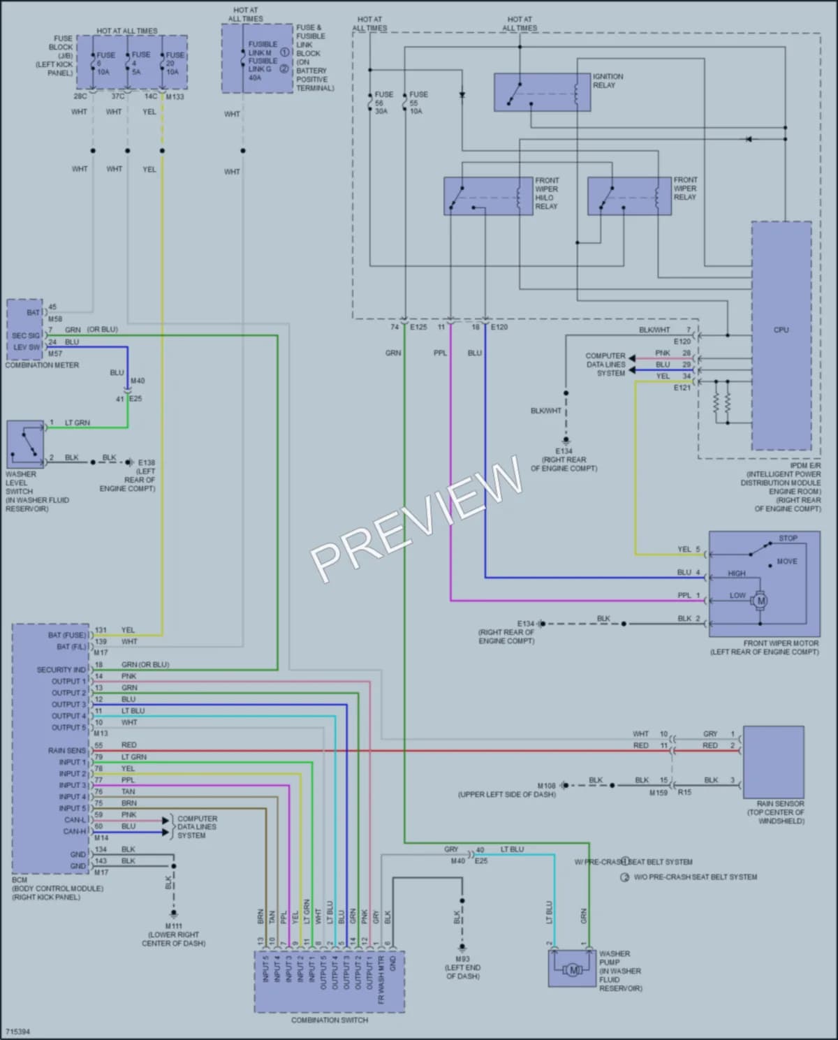 2020 Infiniti Q50 Wiper Washer wiring diagram preview