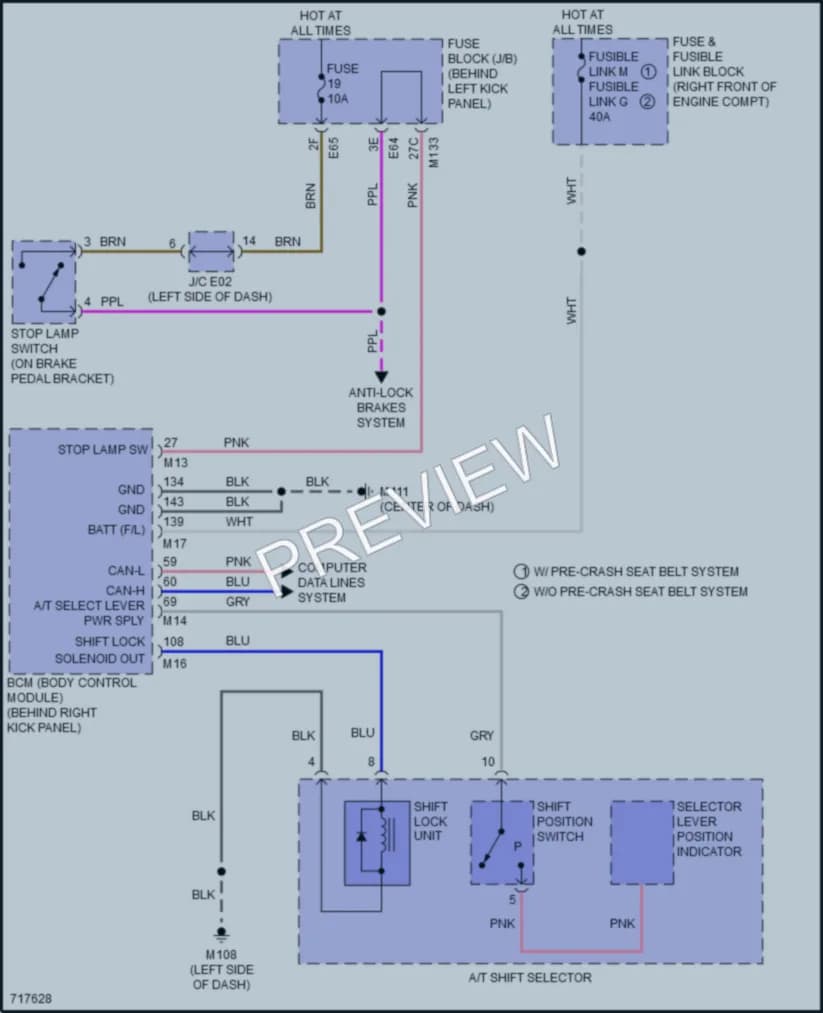 2020 Infiniti Q60 Shift Interlock wiring diagram preview