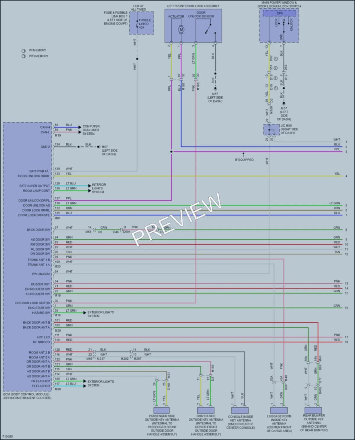 2020 Infiniti QX60 Power Door Locks wiring diagram preview
