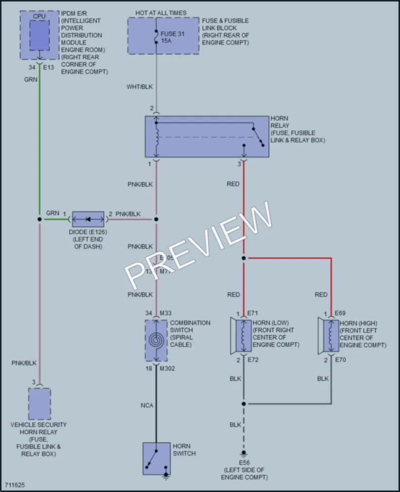 2020 Infiniti QX80 Horn wiring diagram preview