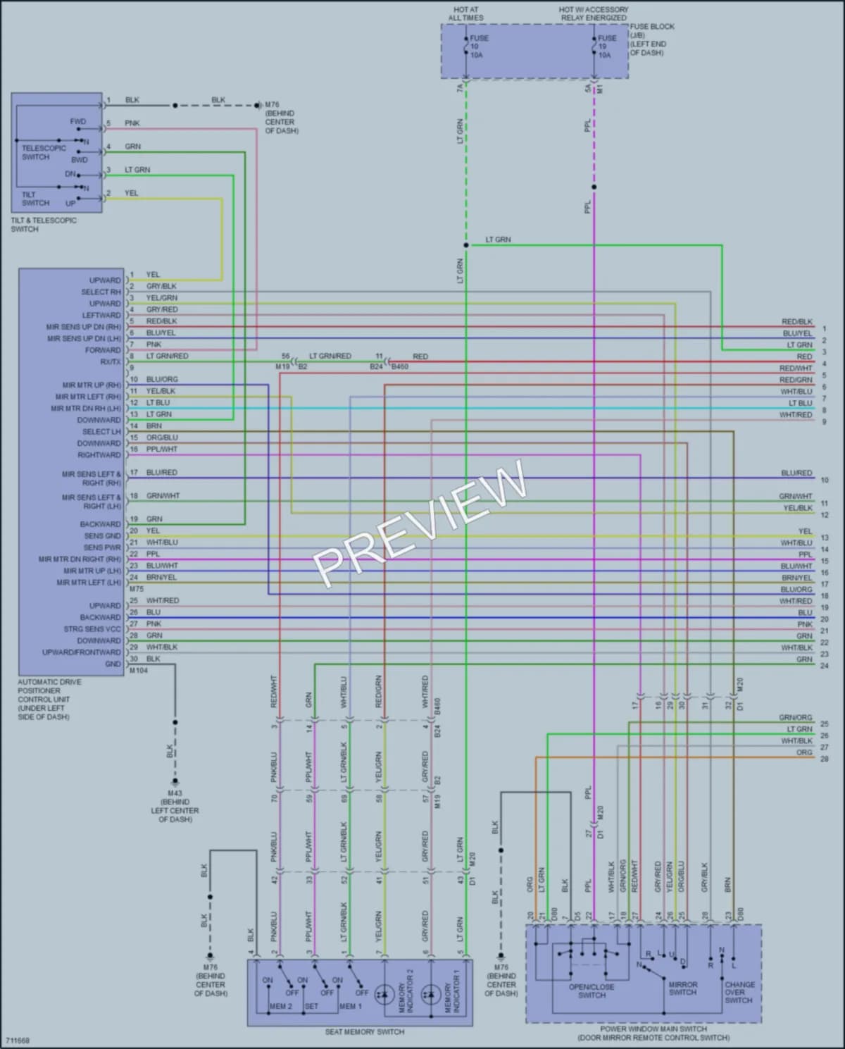 2020 Infiniti QX80 Memory Systems wiring diagram preview