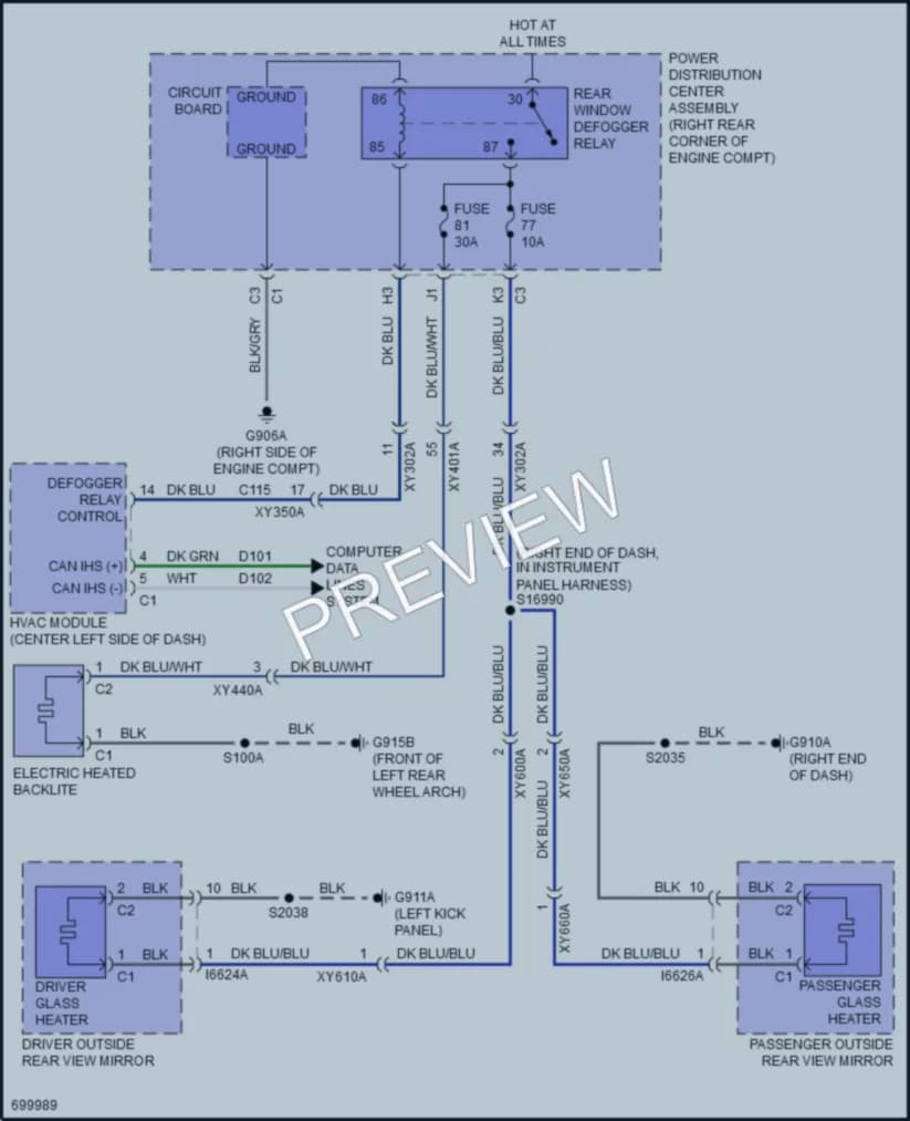 2020 Jeep Gladiator Defoggers wiring diagram preview