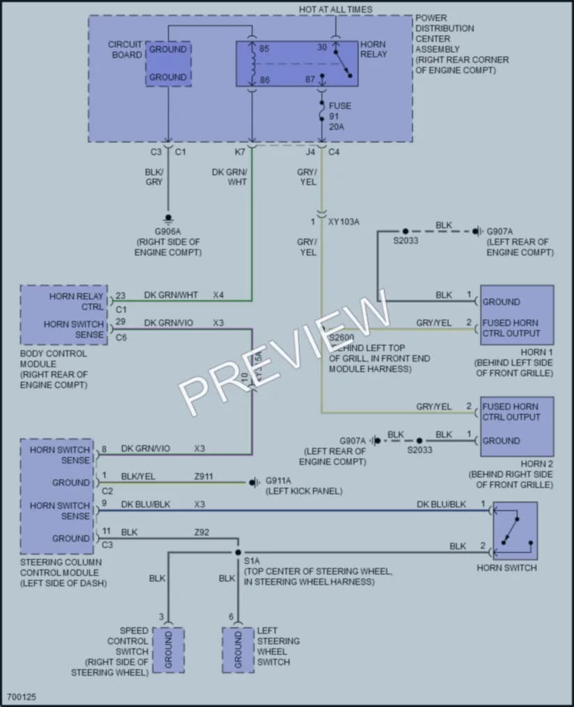 2020 Jeep Gladiator Horn wiring diagram preview