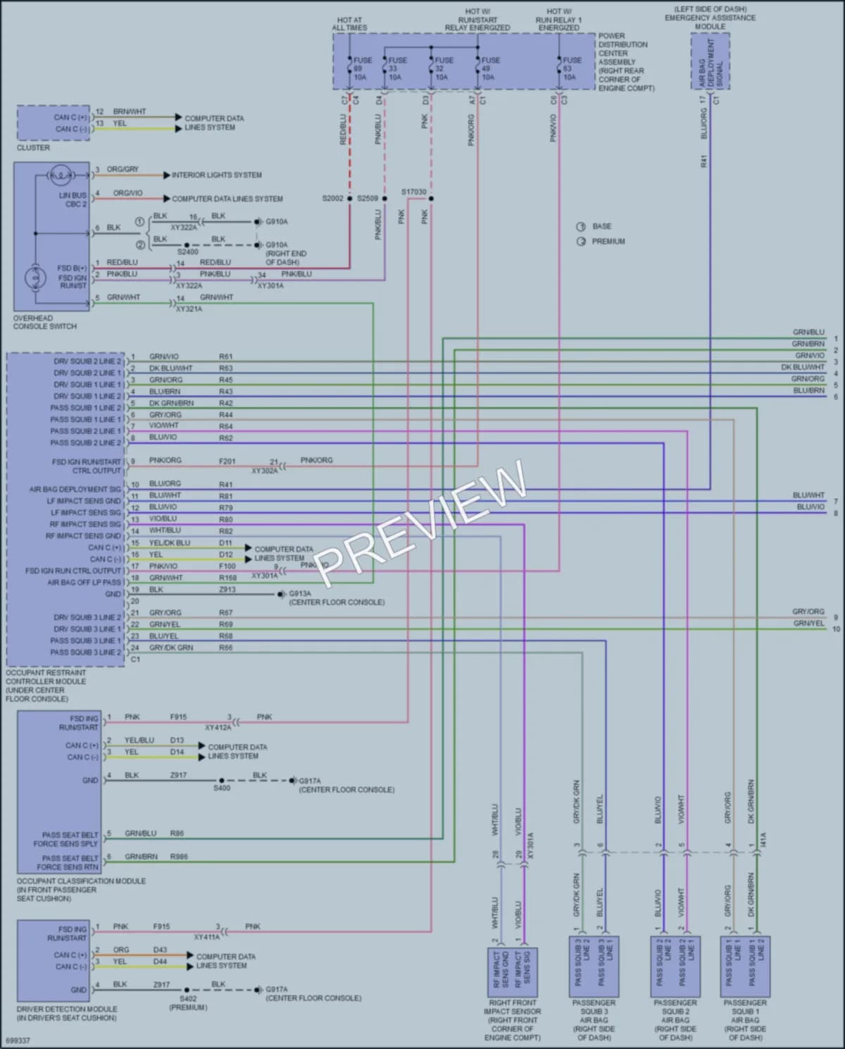 2020 Jeep Gladiator Supplemental Restraints wiring diagram preview