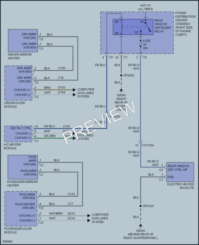 2020 Jeep GrandCherokee Defoggers wiring diagram preview