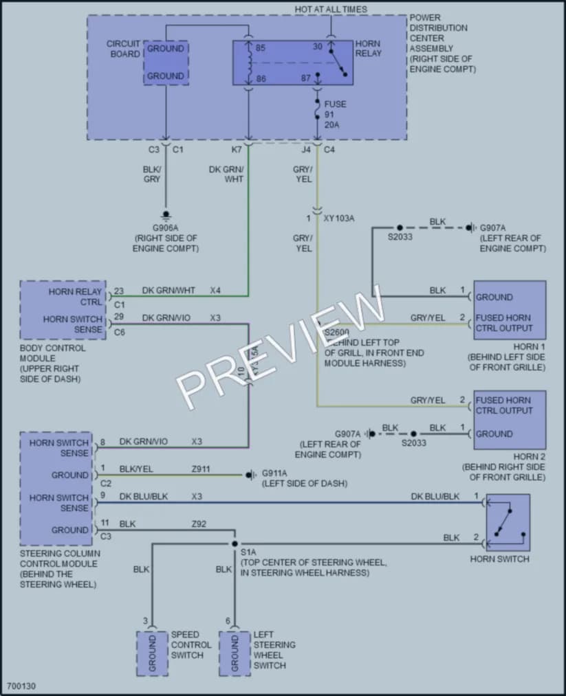 2020 Jeep Wrangler Horn wiring diagram preview