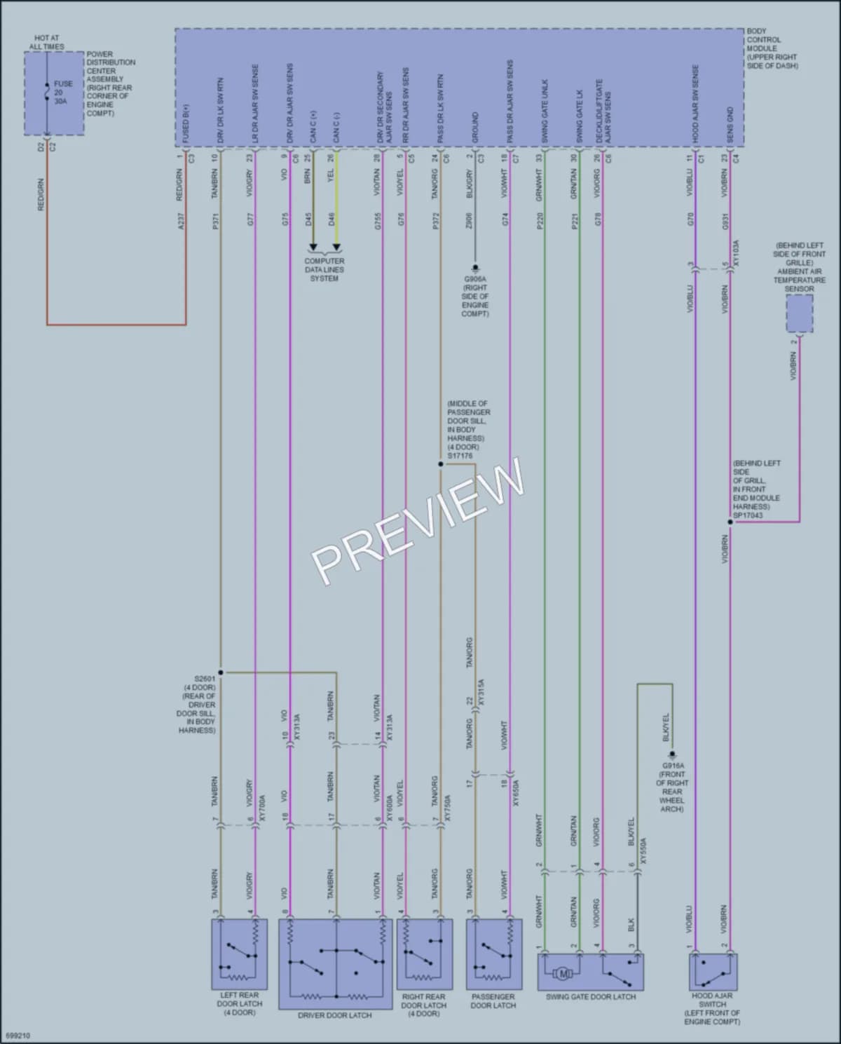 2020 Jeep WranglerUnlimited Power Door Locks wiring diagram preview