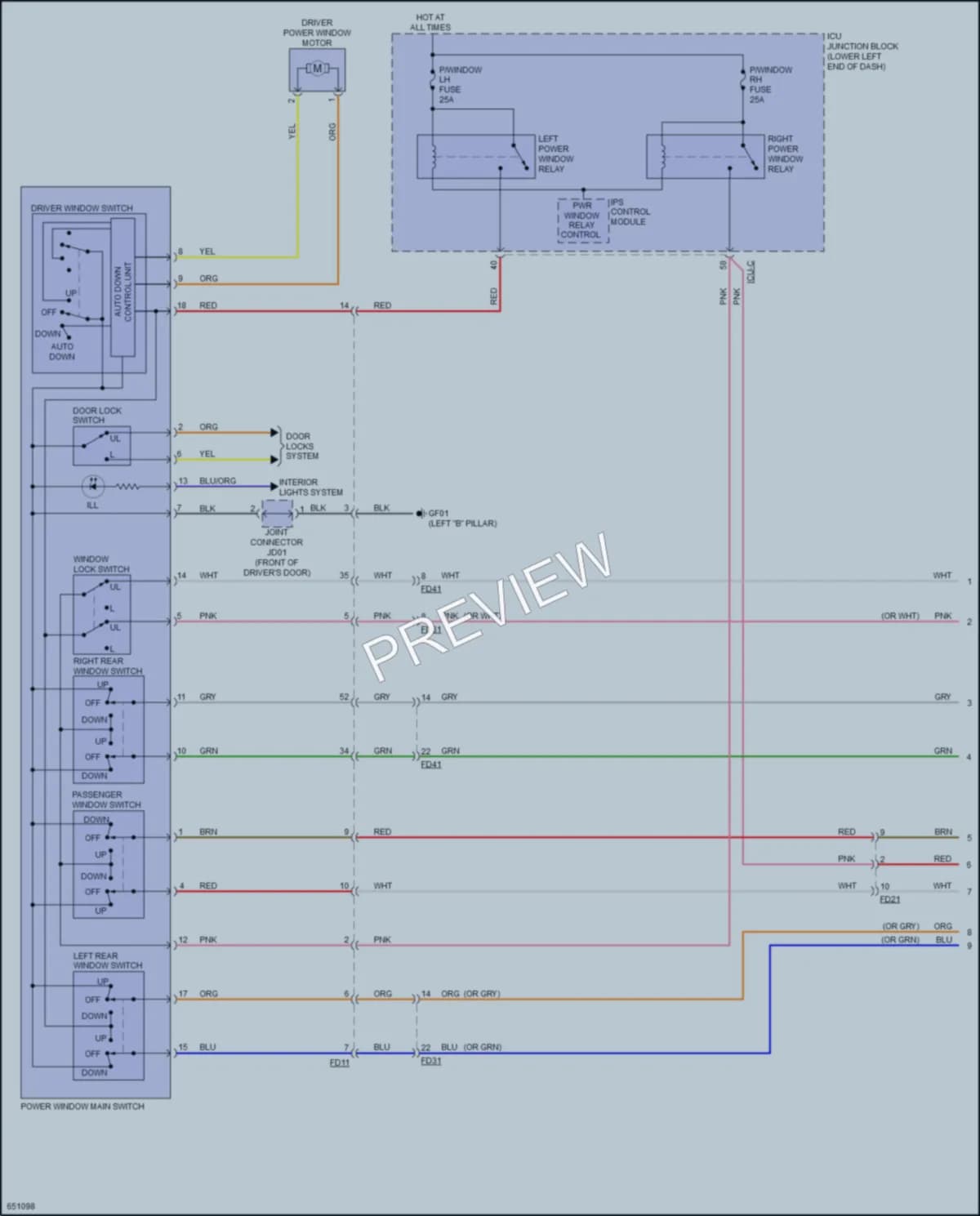 2020 Kia Forte Power Windows wiring diagram preview