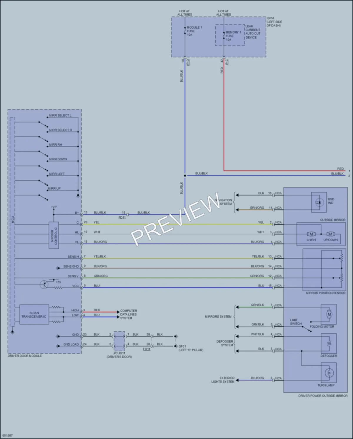 2020 Kia Niro Memory Systems wiring diagram preview