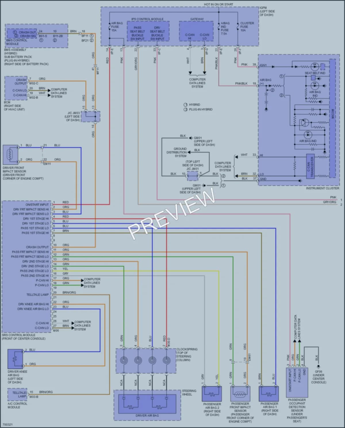2020 Kia Niro Supplemental Restraints wiring diagram preview