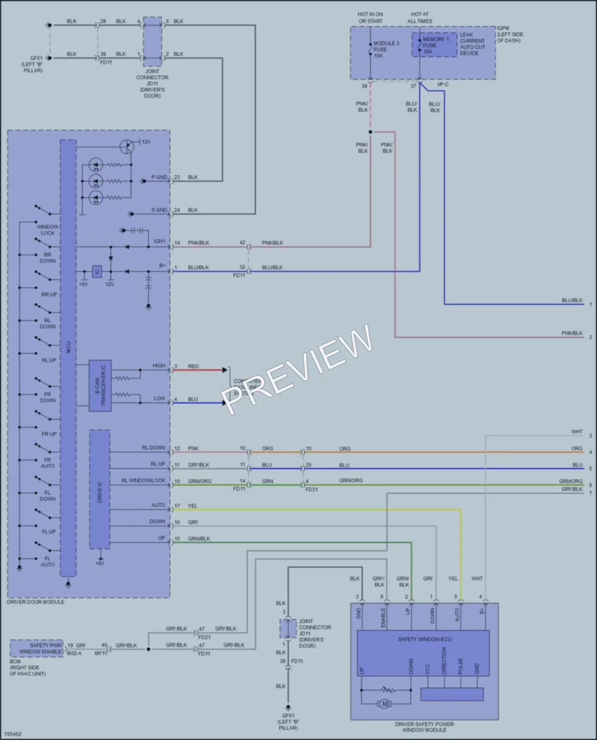 2020 Kia NiroPlugIn Power Windows wiring diagram preview