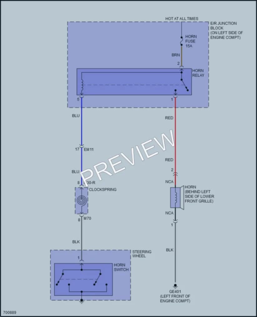2020 Kia Rio Horn wiring diagram preview
