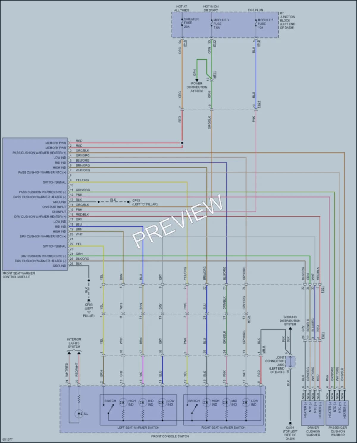2020 Kia Rio Power Seats wiring diagram preview