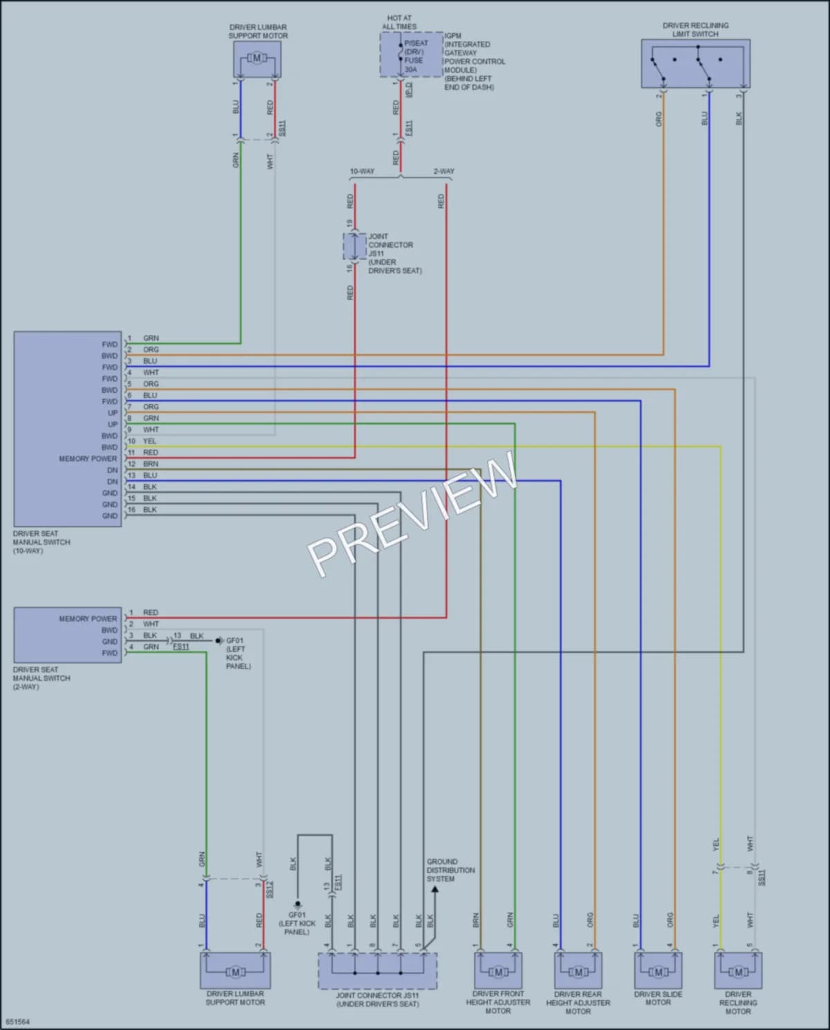 2020 Kia Sorento Power Seats wiring diagram preview