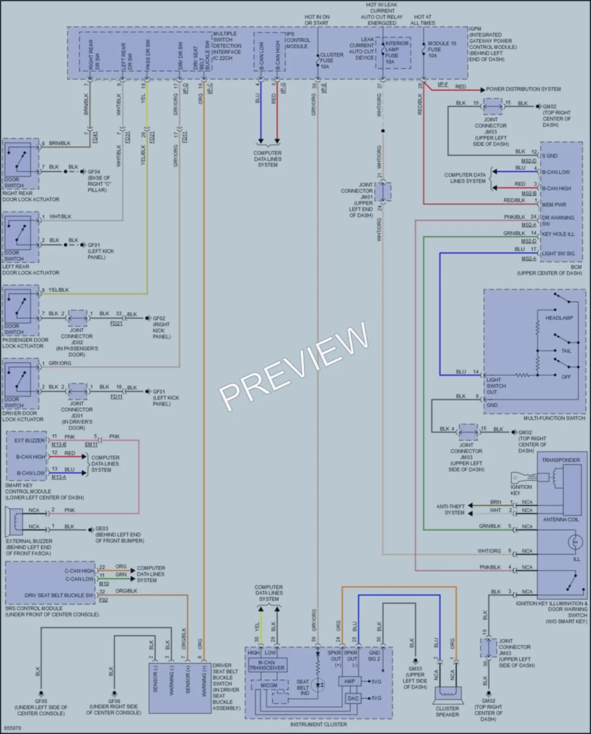 2020 Kia Sorento Warning Systems wiring diagram preview