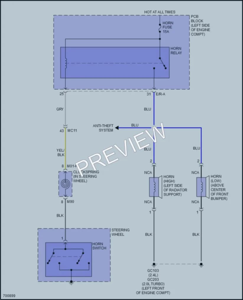2020 Kia Sportage Horn wiring diagram preview