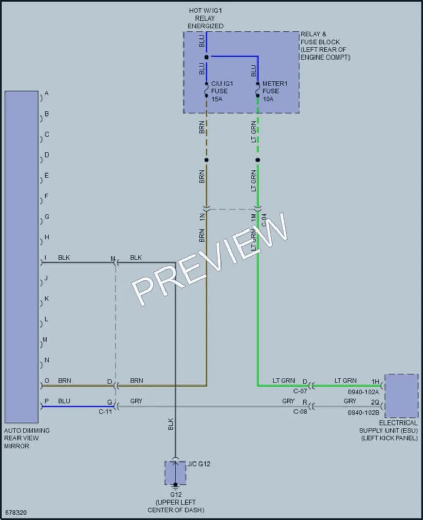 2020 Mazda CX3 Power Mirrors wiring diagram preview