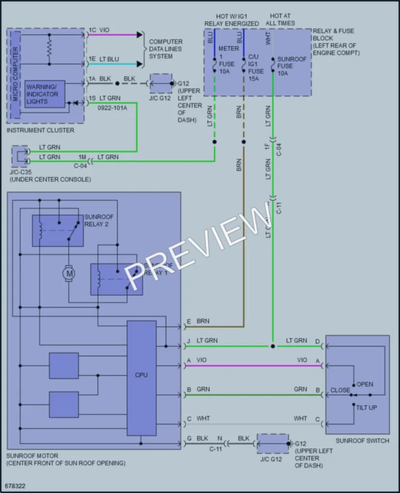 2020 Mazda CX3 Power Top Sunroof wiring diagram preview