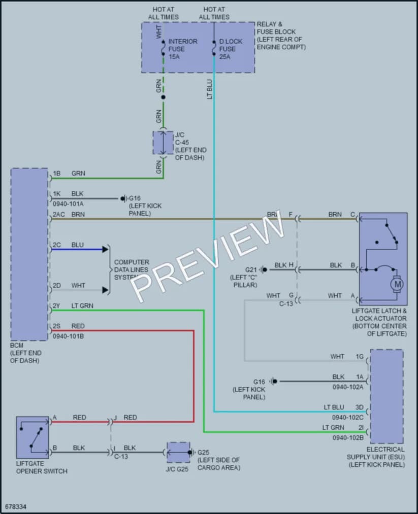 2020 Mazda CX3 Trunk Tailgate Fuel Door wiring diagram preview