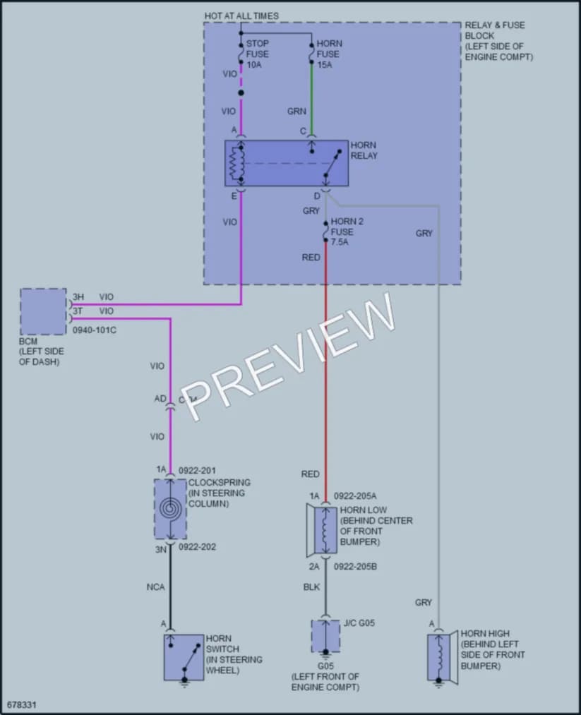 2020 Mazda MX5MiataRF Horn wiring diagram preview