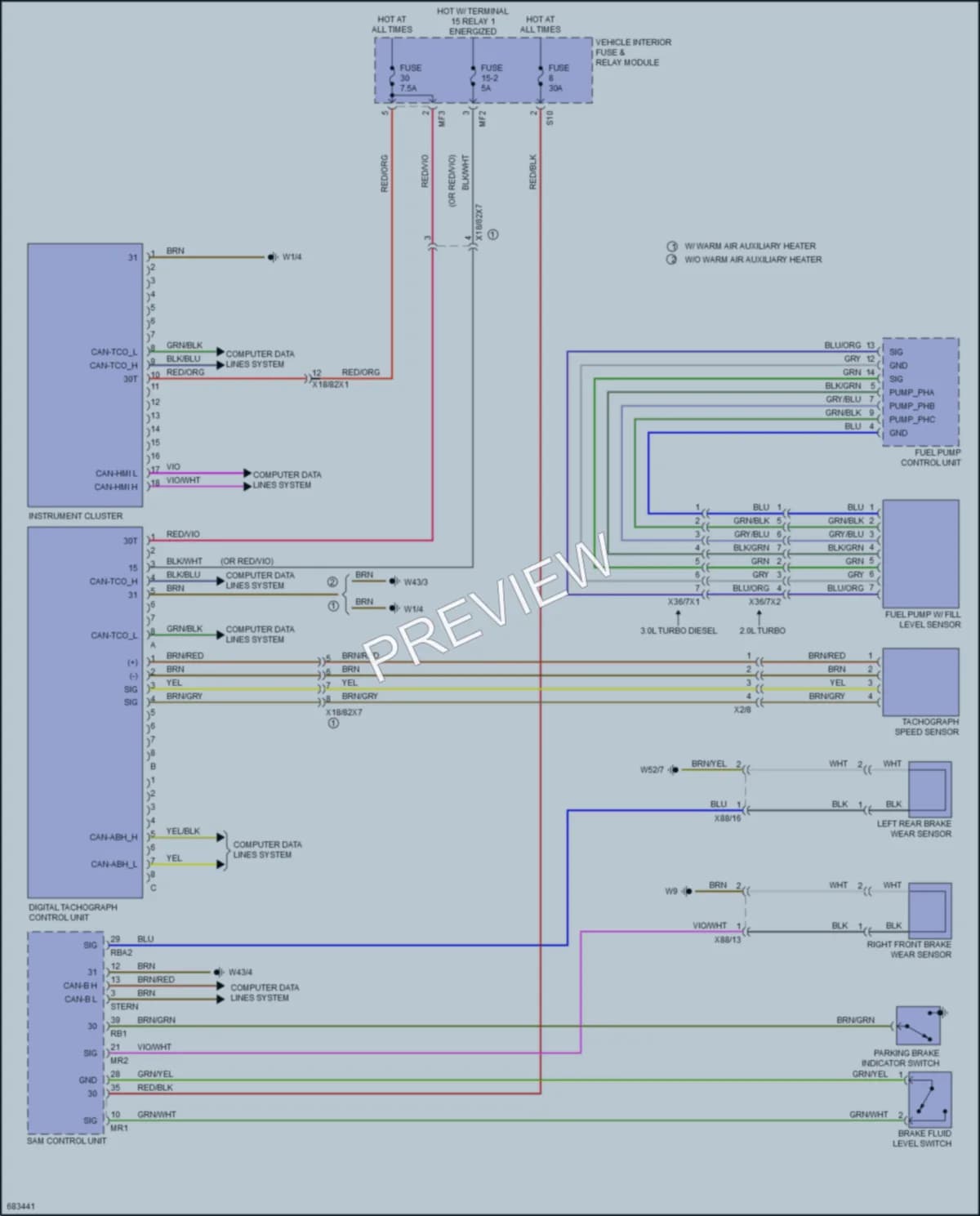 2020 MercedesBenz 3500Sprinter Instrument Cluster wiring diagram preview