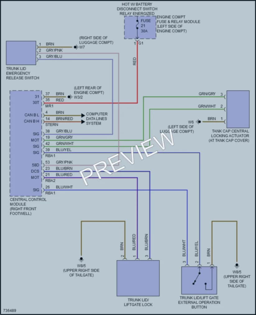 2020 MercedesBenz CLA250 Trunk Tailgate Fuel Door wiring diagram preview